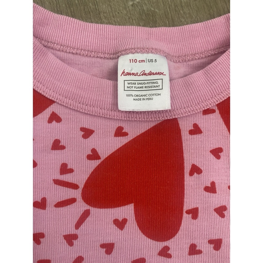 Hanna Andersson Girls Pajamas 8 130 5 110 Set Organic Cotton Pink Cat Hearts Kid - Picture 7 of 7